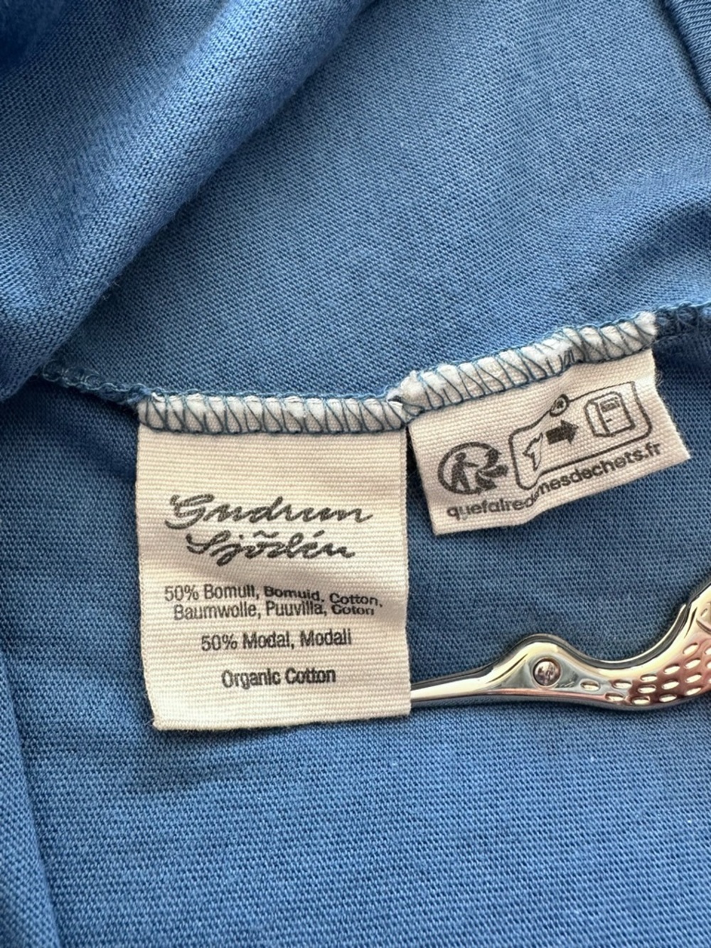 Gudrun Sjoden Short Sleeve Midi Dress Blue Knit Organic Cotton Modal Size L - Picture 8 of 9
